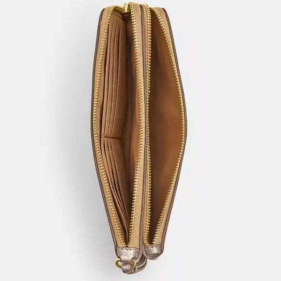 Coach Double Zip Wallet In Signature Canvas IM/Champagne Multi - Picture 15 of 16